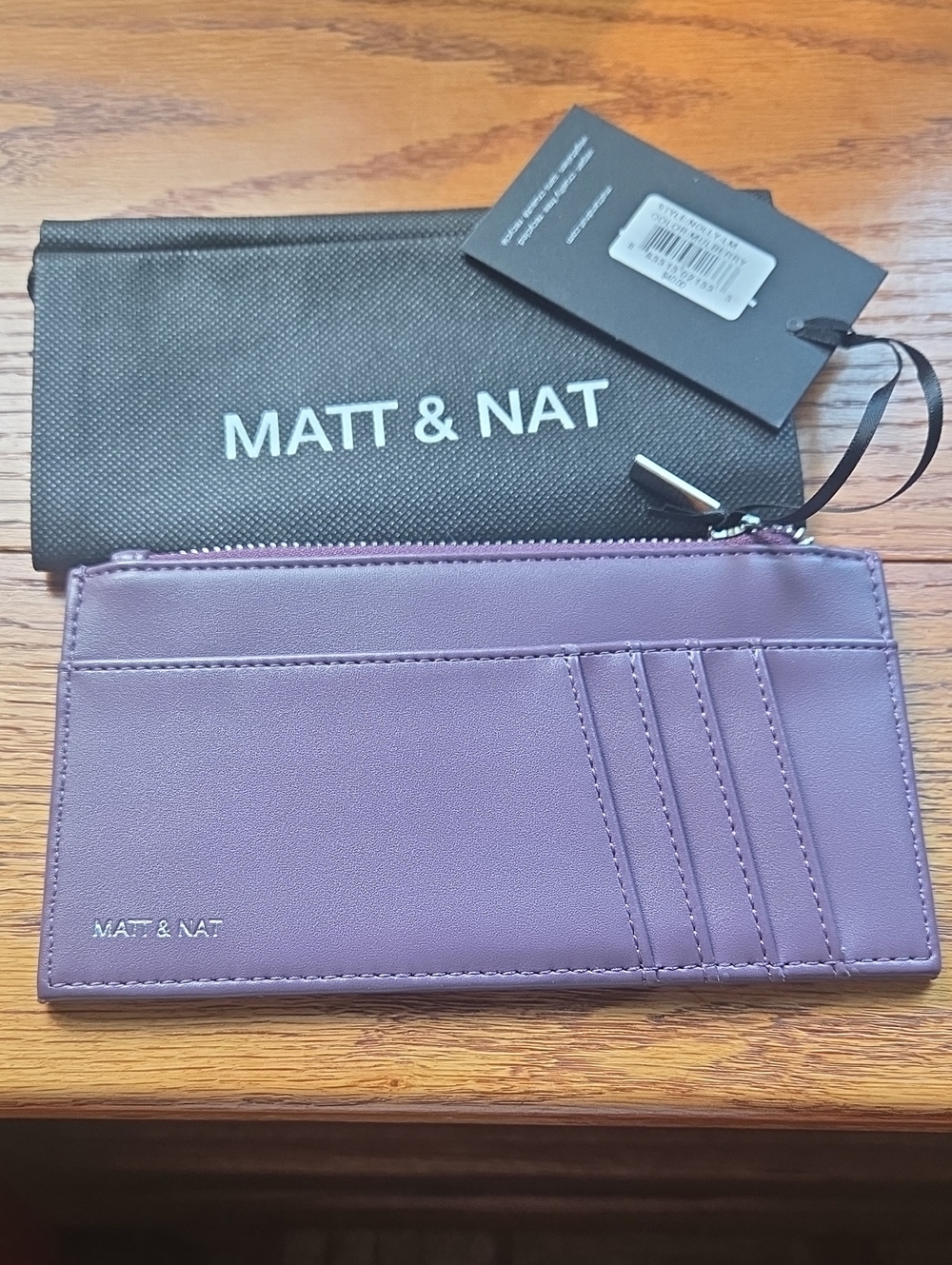 Matt & Nat Plum Vegan Leather Card Wallet